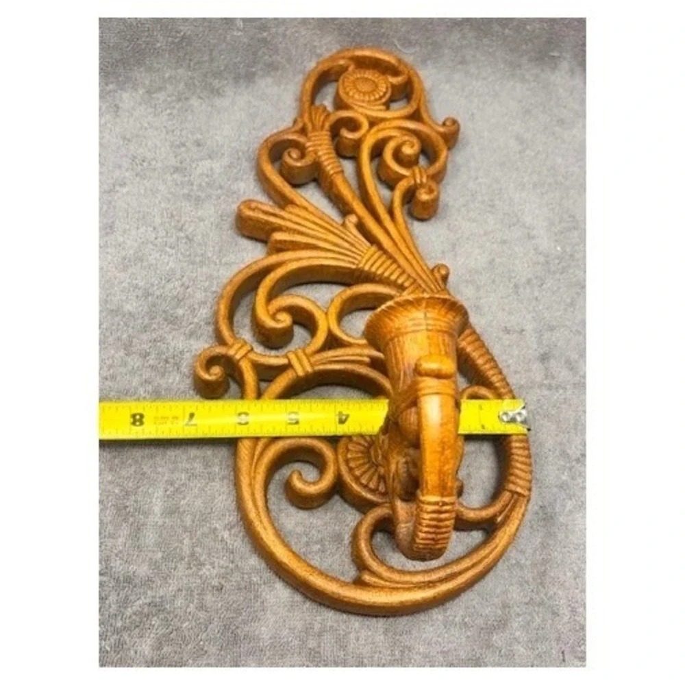 Vintage Syroco 3312 Faux Wood Wall Sconce Candle Holder 15.5